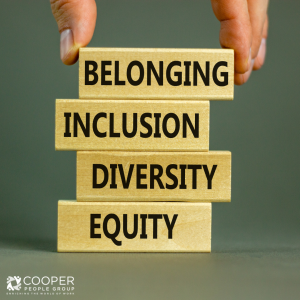 blocks stacked on each other stating belonging, inclusion, diversity, equity