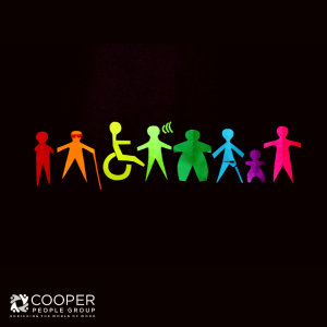 stick figures in different colors and shapes representing DEIB